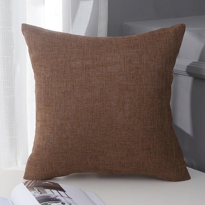 3 federe per cuscino in cotone e lino tinta unita, classiche e senza tempo, colore puro, con qualsiasi letto brillante, 60 x 80 cm (marrone