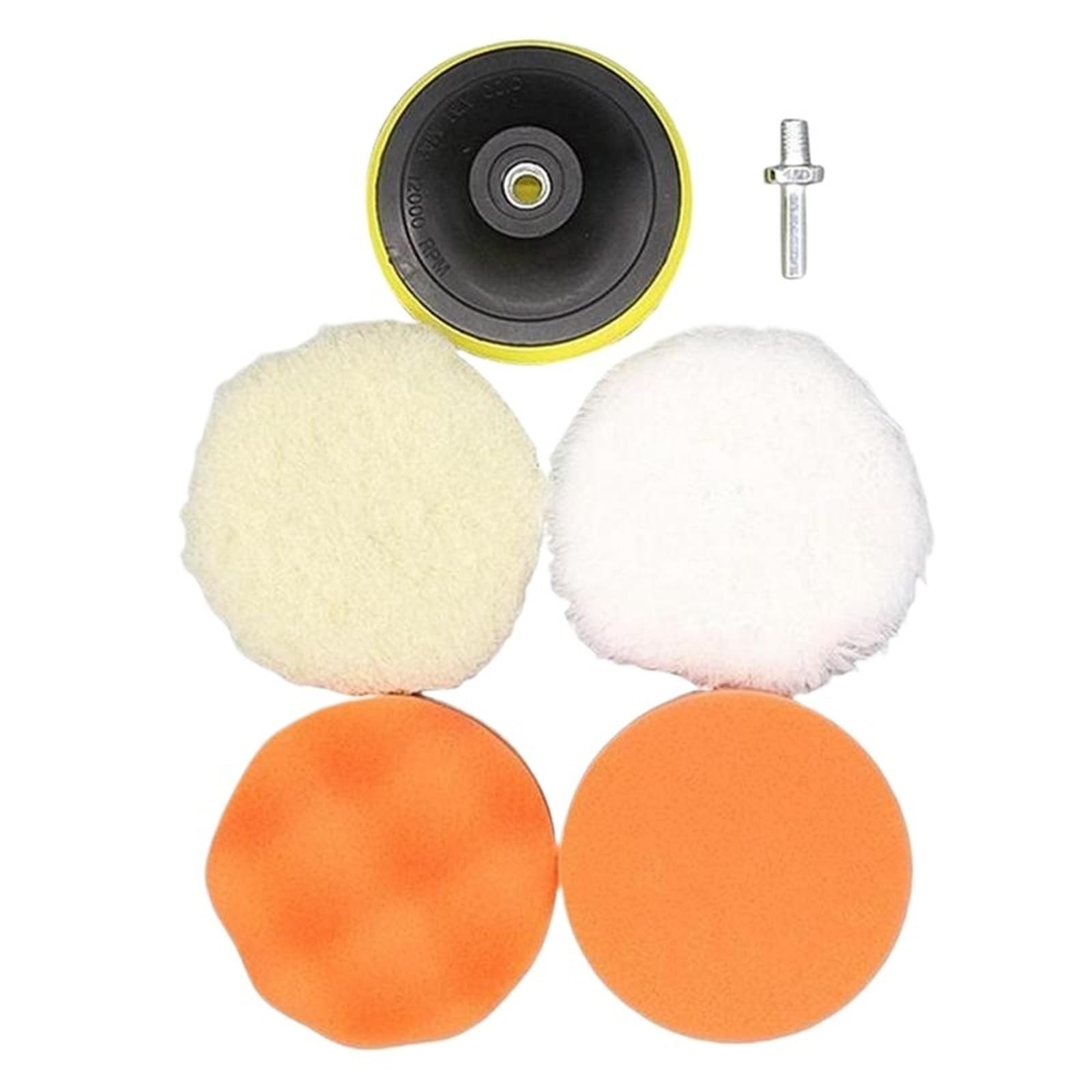 6 pezzi di tampone for lucidatura auto, spugna, disco lucidante, ceretta, adattatore for lucidatura morbida da 3 a 6 pollici