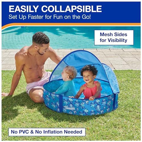 Swimways Elite Pop-Up Above Ground Pool, Baby Pool with Canopy & Carrying Case, Foldable Kiddie Pool for Ages 9-24 Months, Measures 32", Blue - Image 5