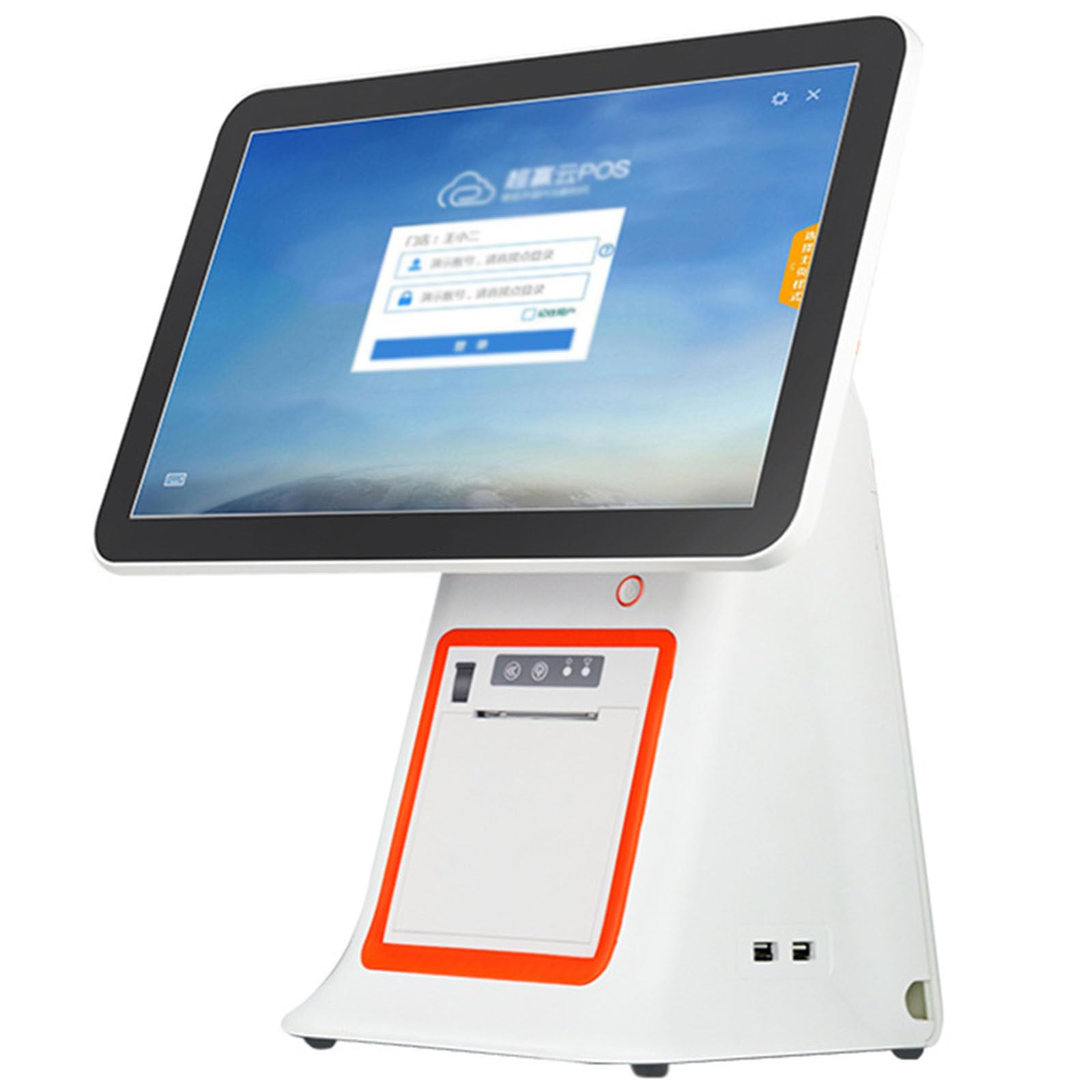 15,6-calowa kasa fiskalna z pojedynczym/podwójnym ekranem dotykowym, system POS dla małych firm, wbudowana drukarka termiczna 58 mm, inteligentna kasa fiskalna typu White-Singlescreen
