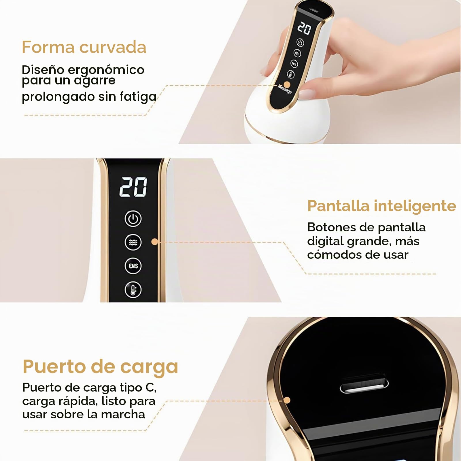 Masajeador de celulitis, 20 velocidades, masajeador de ondas de choque Gua, neuropatía, dispositivo eléctrico Guasha, masajeador eléctrico con ventosas para fascitis y alivio del dolor