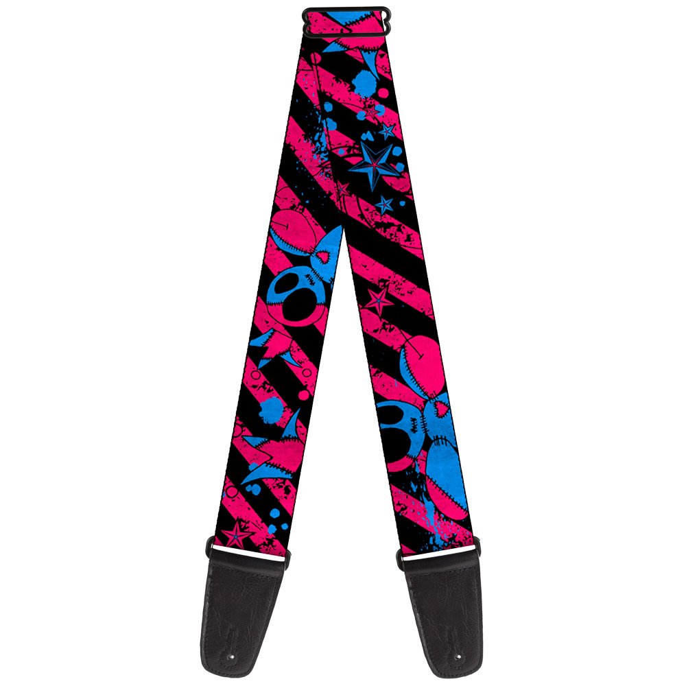 Buckle-Down Guitar Strap Voodoo Black Pink Blue 2 Inches Wide