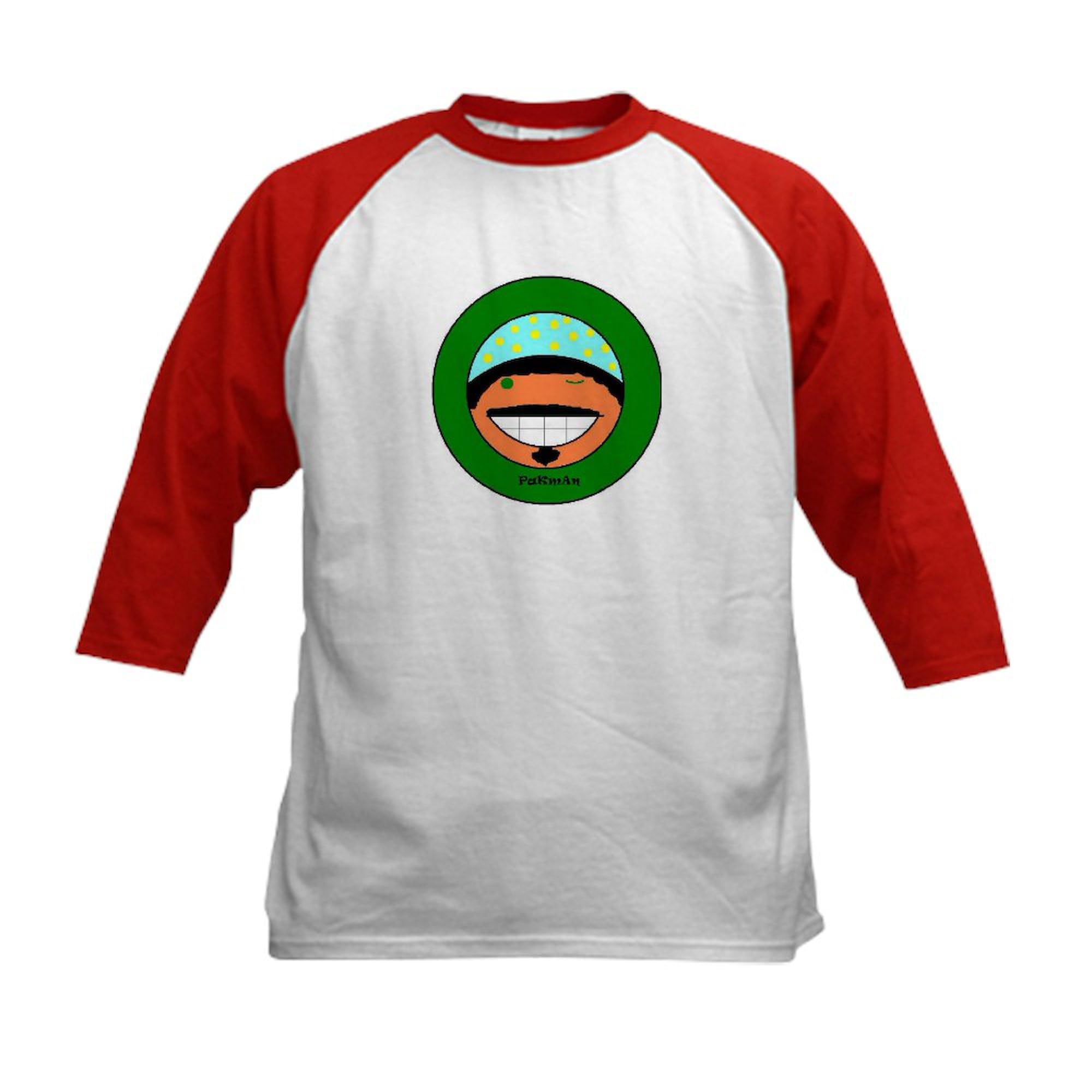 CafePress Pakman Logo Kids Baseball Jersey Kids Cotton Baseball Jersey, 3/4 Raglan Sleeve Shirt Red/White