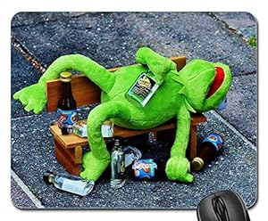 Computer-Mauspad, Kermit Frosch Trinken Alkohol Betrunken Bank Ausruhen Sitzen Rutschfest Mousepad Langlebige Gaming Mauspad Für Laptops Tastatur Büro 25X30Cm