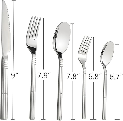 Miniatura 2 de Saedy Juego de cubiertos de acero inoxidable de 60 piezas, servicio de cubiertos de mesa para 12