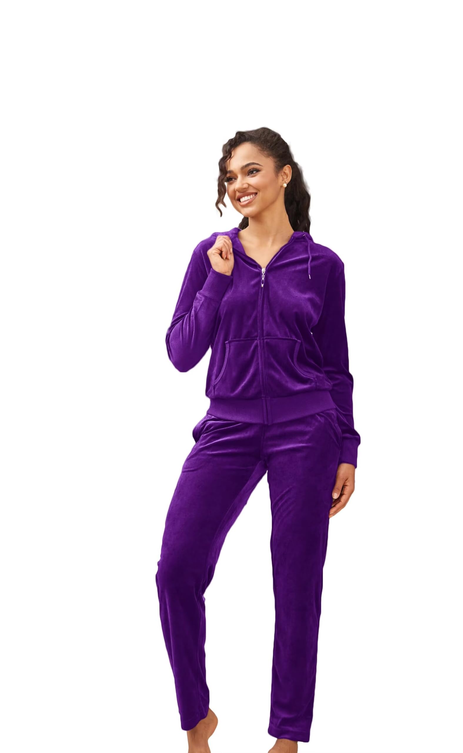 LeeHanTon Tuta da donna in velluto, set da 2 pezzi, tuta da jogging e pantaloni sportivi morbidi