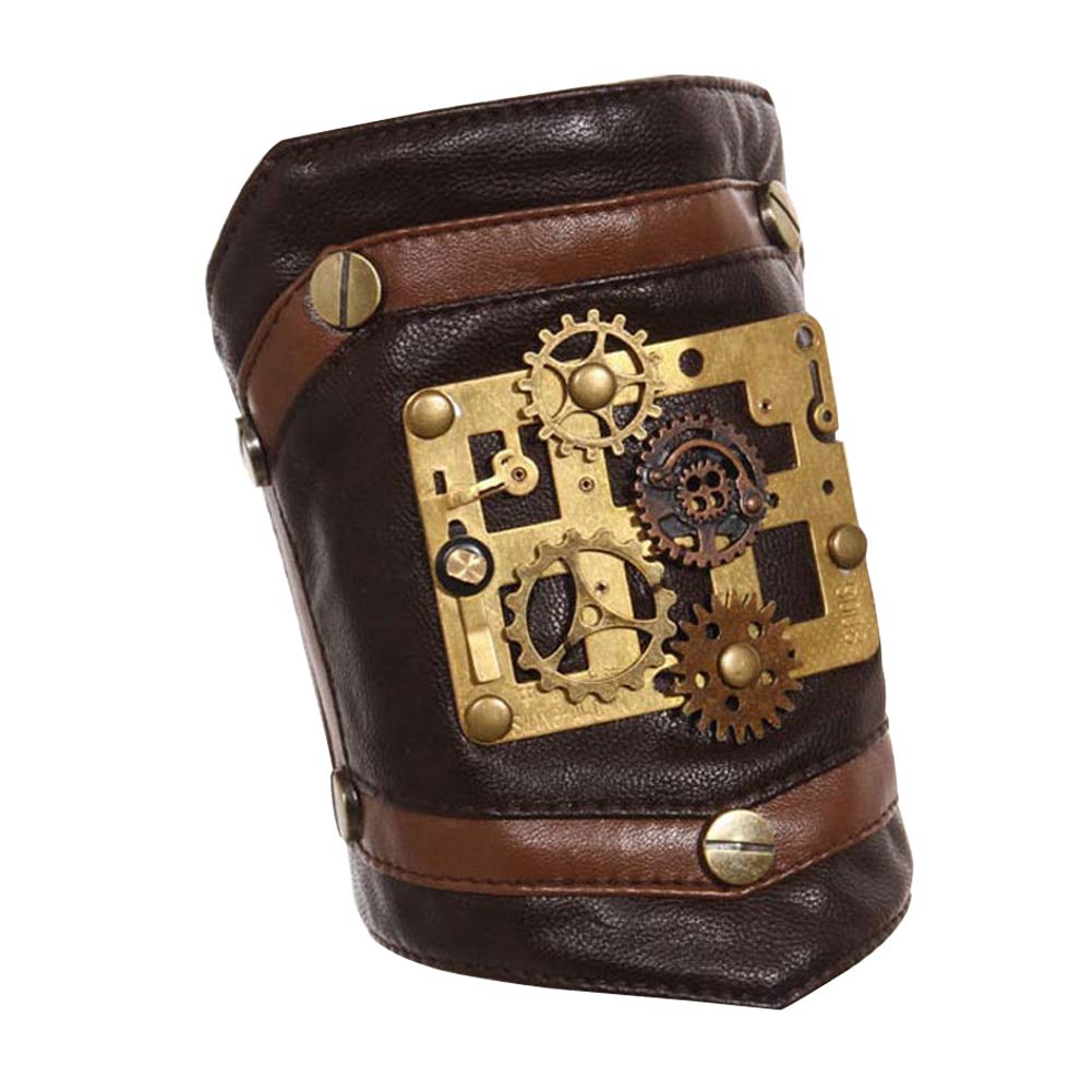 GEARDUKE Decor Cosplay Arm Strap Wristbands Harness Bracelet Gothic Steampunk Adjustable Accessories Club Wear Costumes Brown