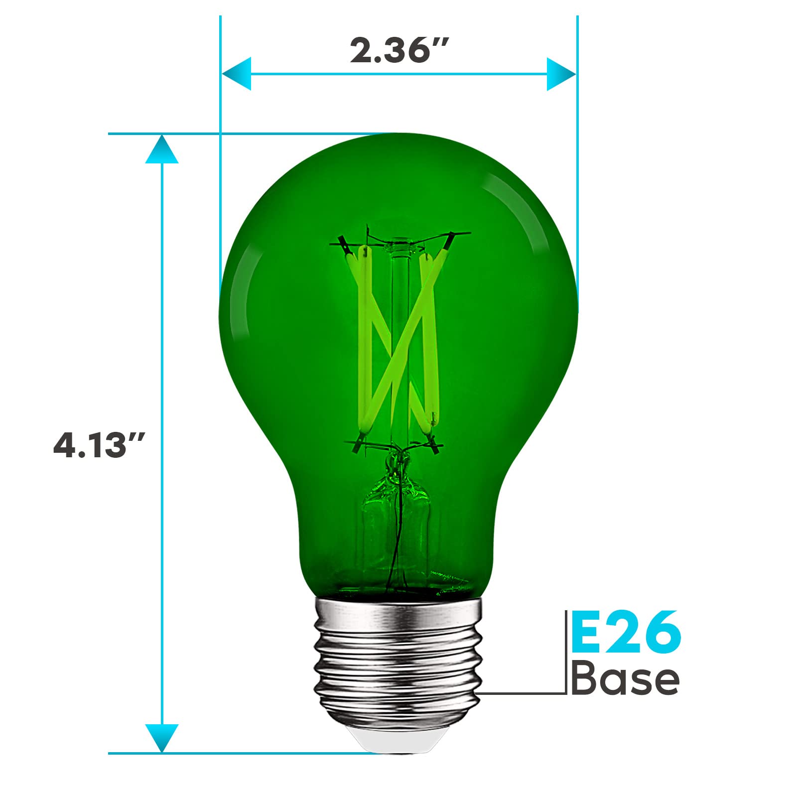 LUXRITE A19 Edison LED Green Light Bulb, 4.5W (60W Equivalent