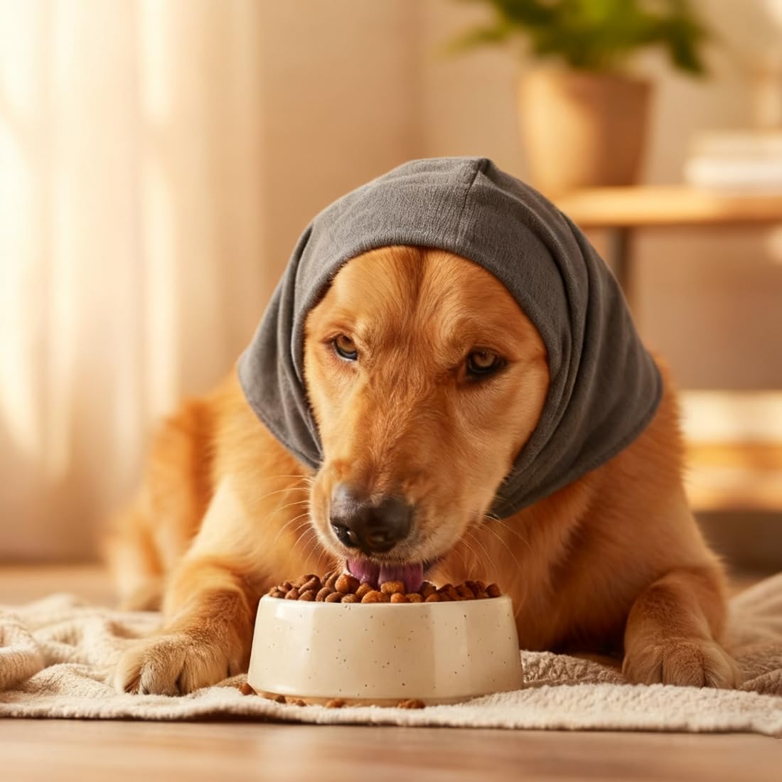 Protector de Orejas para Perros con Diseño Ajustable y Autoadhesivo, Orejeras Calmantes para Mascotas, Gorro de Invierno para Aliviar el Estrés y la Ansiedad (M)
