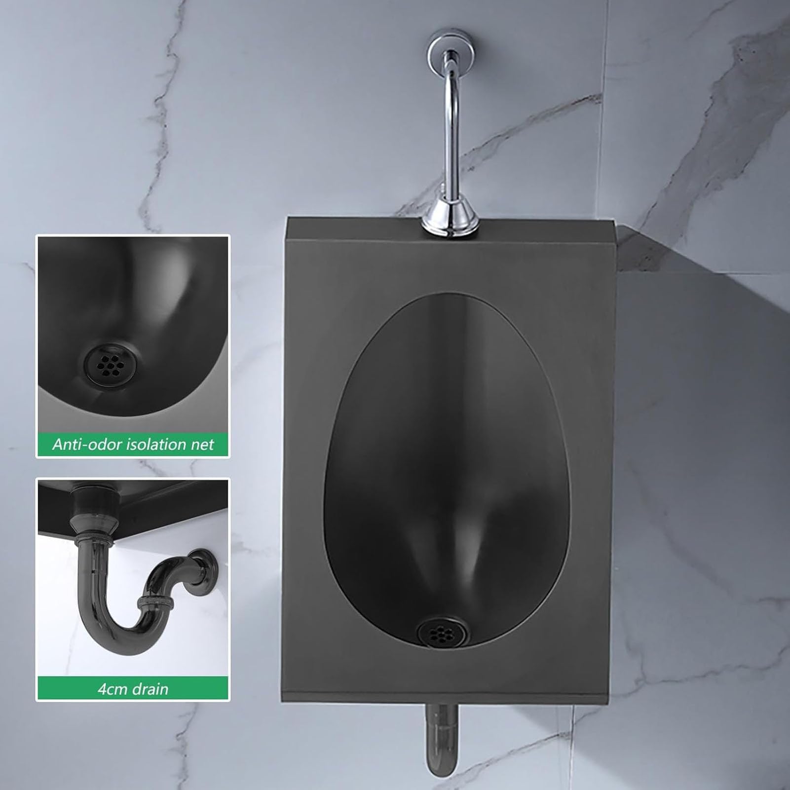 Orinatoio Commerciale per Uomo in Acciaio Inossidabile 304 con valvola di Scarico con sensore - Orinatoi Moderni con Scarico per bagni per Adulti, Soluzione per