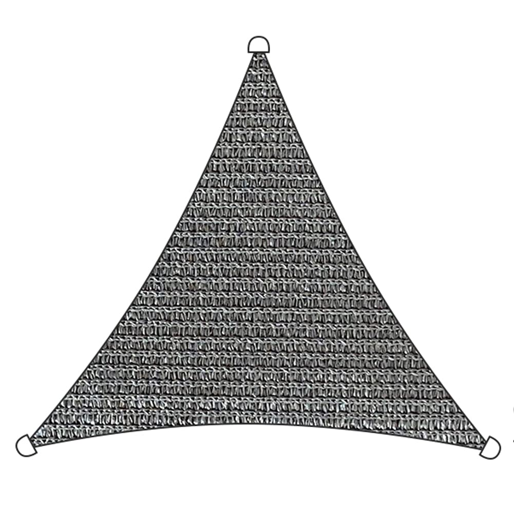 Voile d'ombrage triangulaire en polyéthylène haute densité avec anneau en D en métal - 90 % - Respirant et résistant aux UV - Vert foncé - 3 x 3 x 3 m