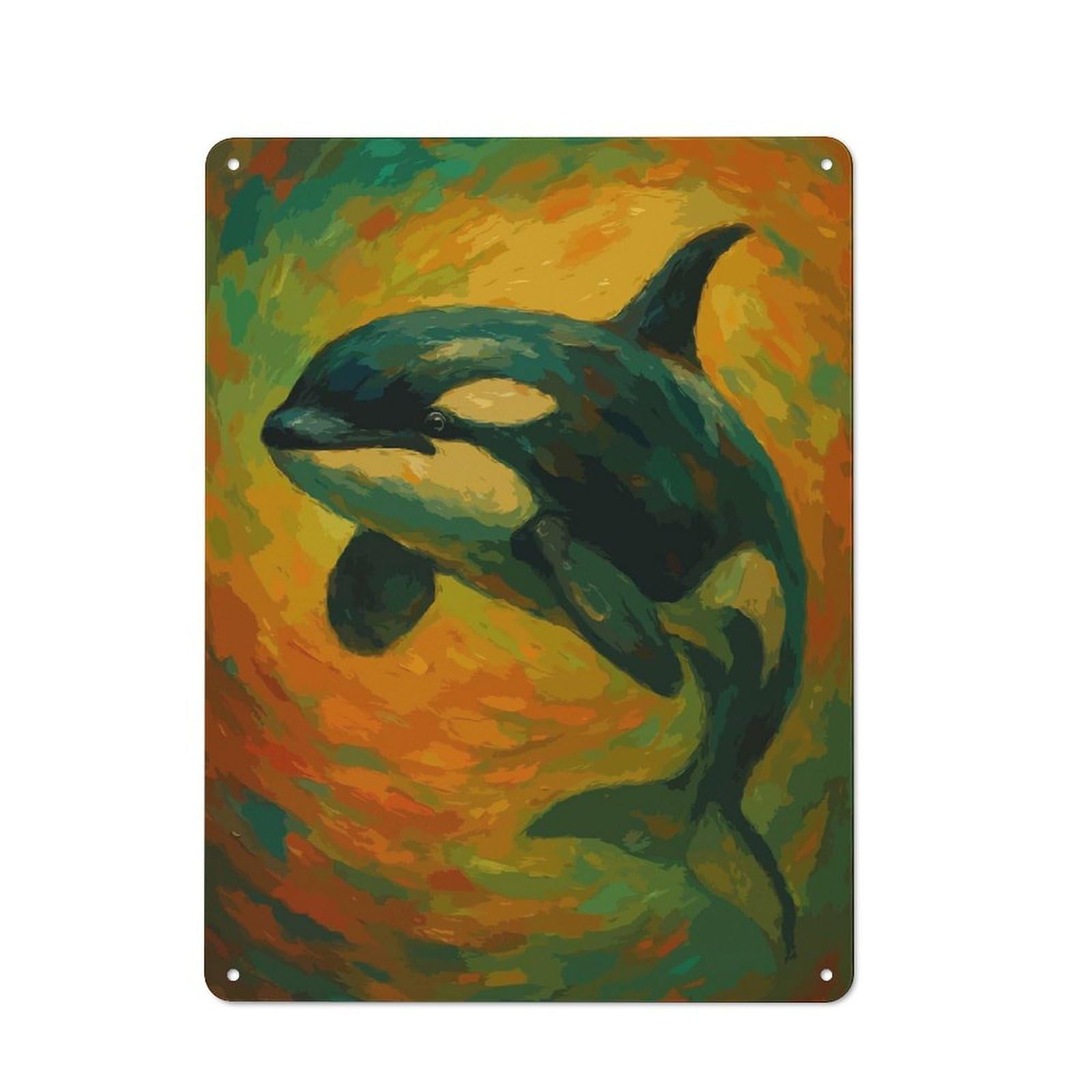 For Hobby Room Or Studio, Orca Painting Art Retro-style Tin Sign 40x30cm, for Room Styling Across Hobby Rooms And Studios