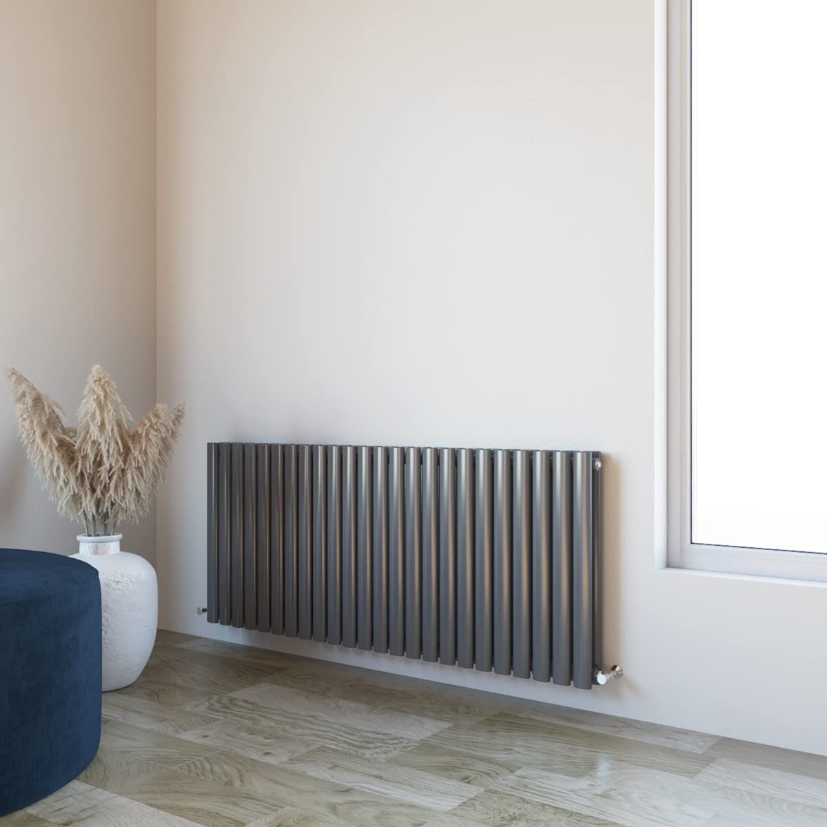 Oval Column Radiator 600x1416mm Horizontal Design Double Central Heating Anthracite Rad