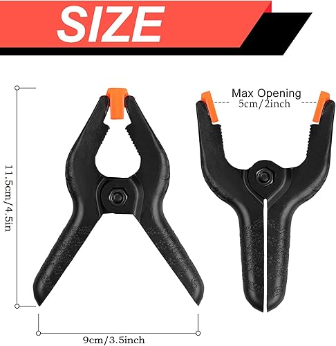 Miniatura 2 de Paquete de 8 abrazaderas de resorte, clips de plástico de 4.5 pulgadas, clips de fondo pequeños, abrazaderas resistentes, clips de resorte