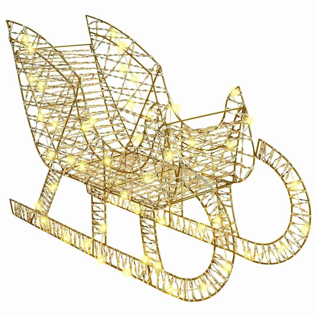 Rentier Schlitten Weihnachtsdeko warmweiß 70 x 26 x 129 cm PET mit LED-Lichtern wetterfest für Innen- und Außenbereich festliche Dekoration