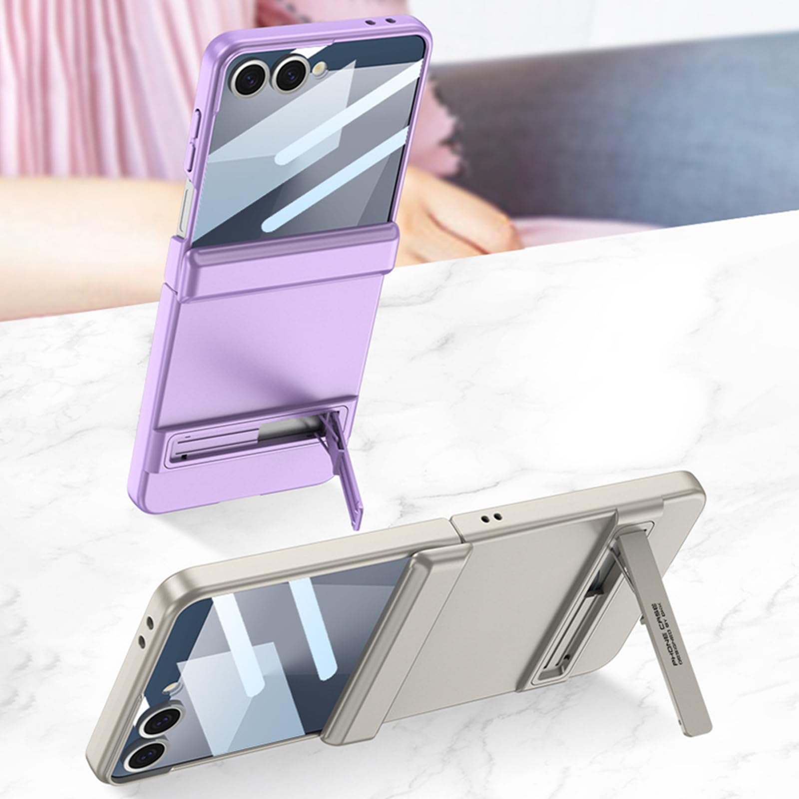 Sottile Custodia per Samsung Galaxy Z Flip 8, Duro PC Glassata Anti-Graffio