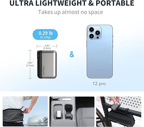 Miniatura 2 de Tiny Pump Mini bomba de neumáticos para bicicleta con manómetro, bomba de aire eléctrica portátil de 120 PSI, parada automática, batería recargable