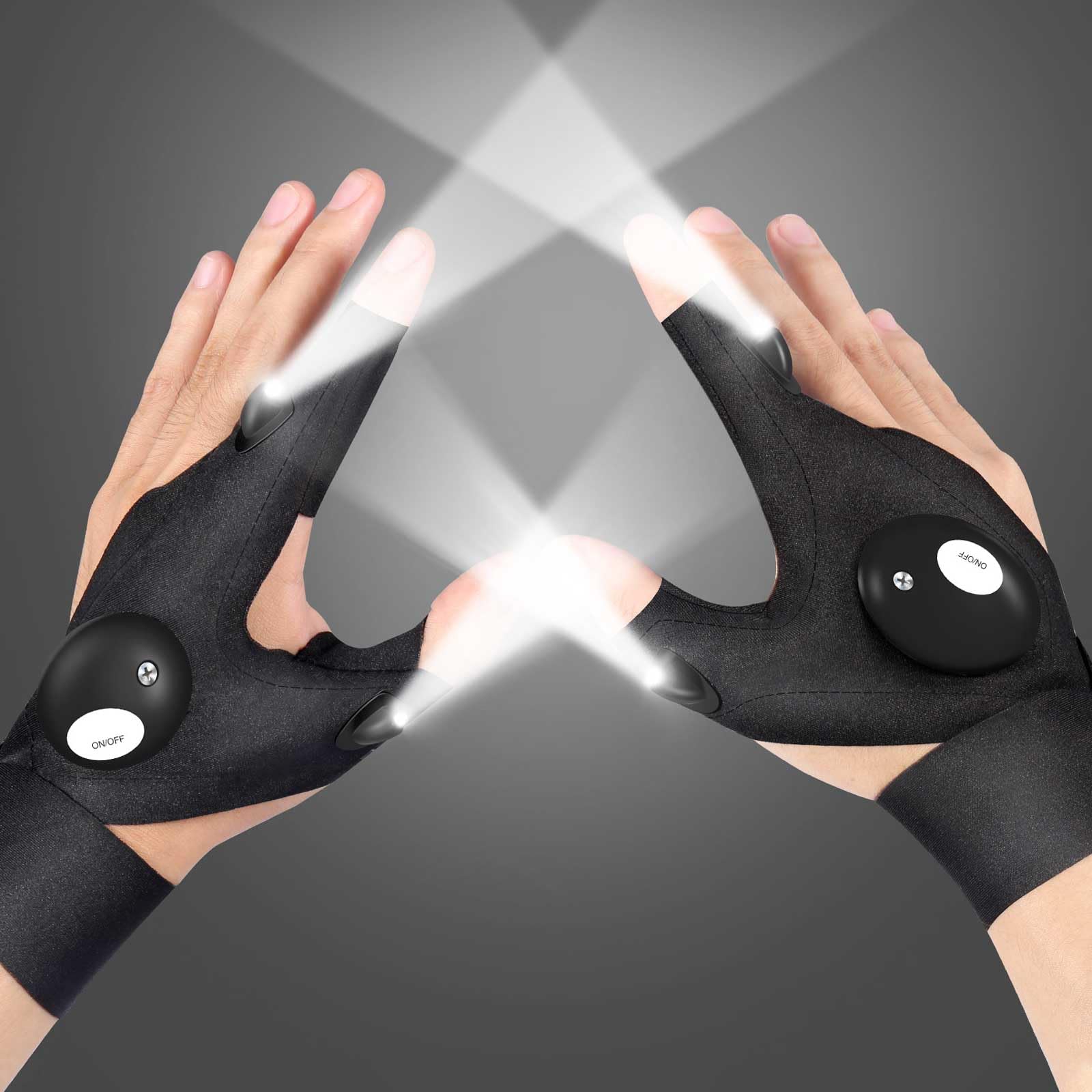 LED Flashlights Gloves, Gifts for Men Christmas Stocking Stuffers, Cool Gadgets Birthday Gifts for Dad Husband Him Boyfriend Women, Hands-Free Lights Gloves for Night Fishing, Running, Camping