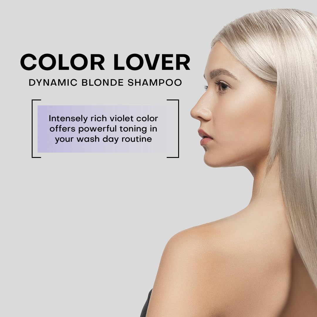 Framesi Color Lover Dynamic Blonde Purple Shampoo, Sulfate Free Shampoo, Color Treated Hair