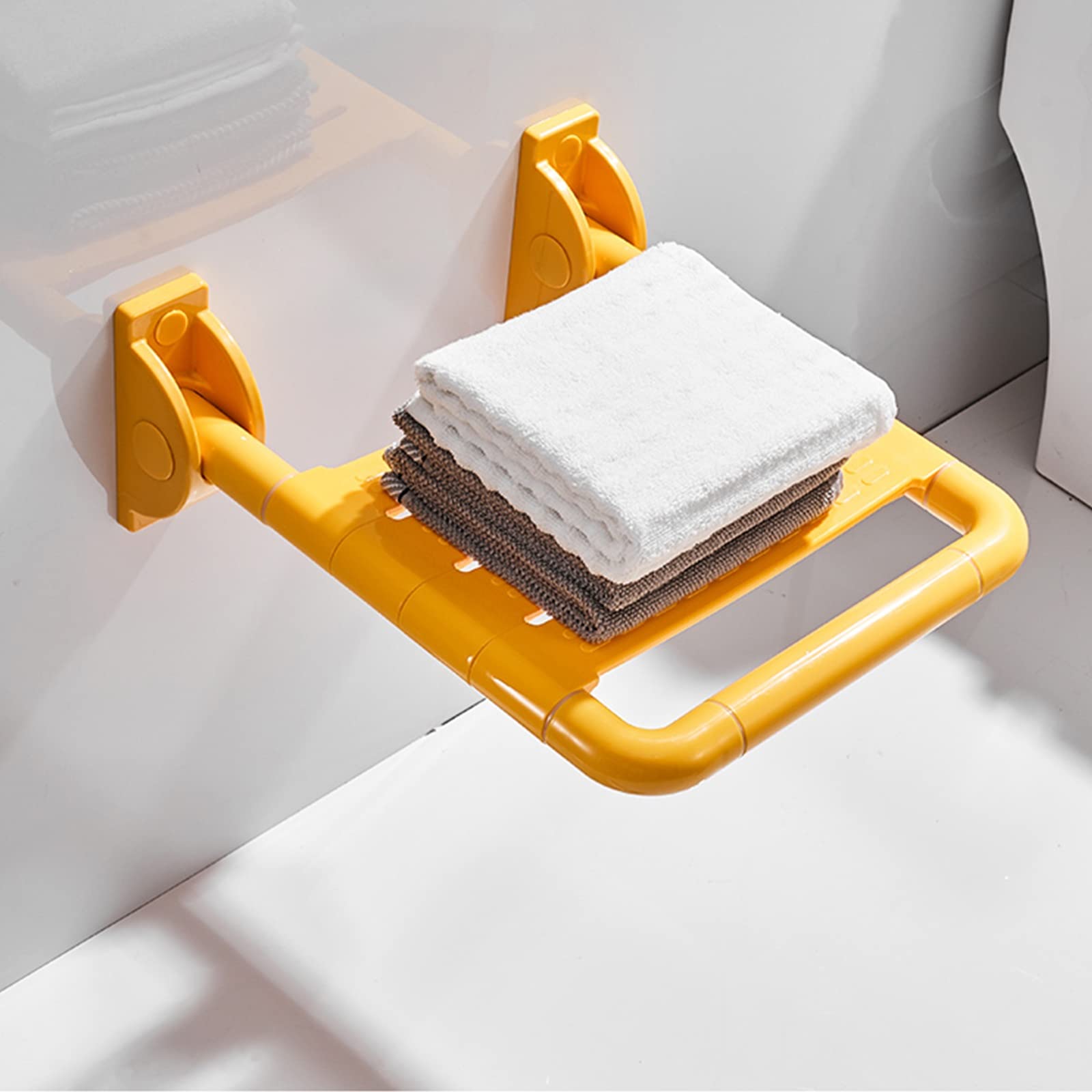 Silla de Ducha de Pared, Asiento de baño for Personas Mayores, Asiento Plegable, Silla de Ducha de Seguridad for bañera for Personas con discapacidad, 37,5 x 41 cm(Yellow)