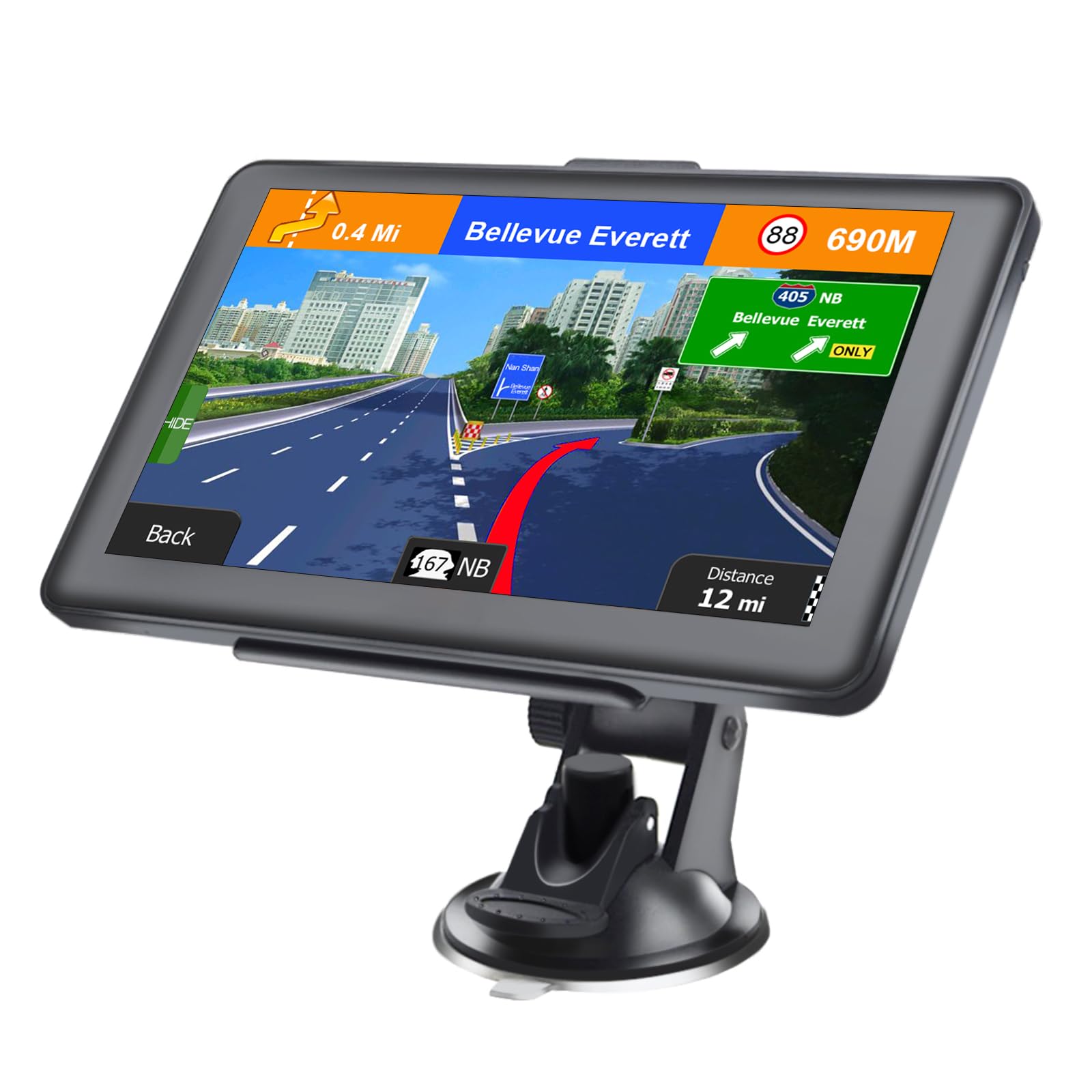 Navegador GPS con 7 Pulgadas Pantalla Táctil para Camiones y Coches, Actualizaciones de Mapas de Europa para Toda la Vida
