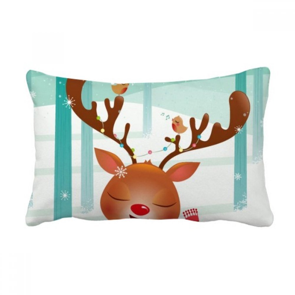 Coussin lombaire Noël cerf mignon de 16x24 pouces multicolore pour canapé