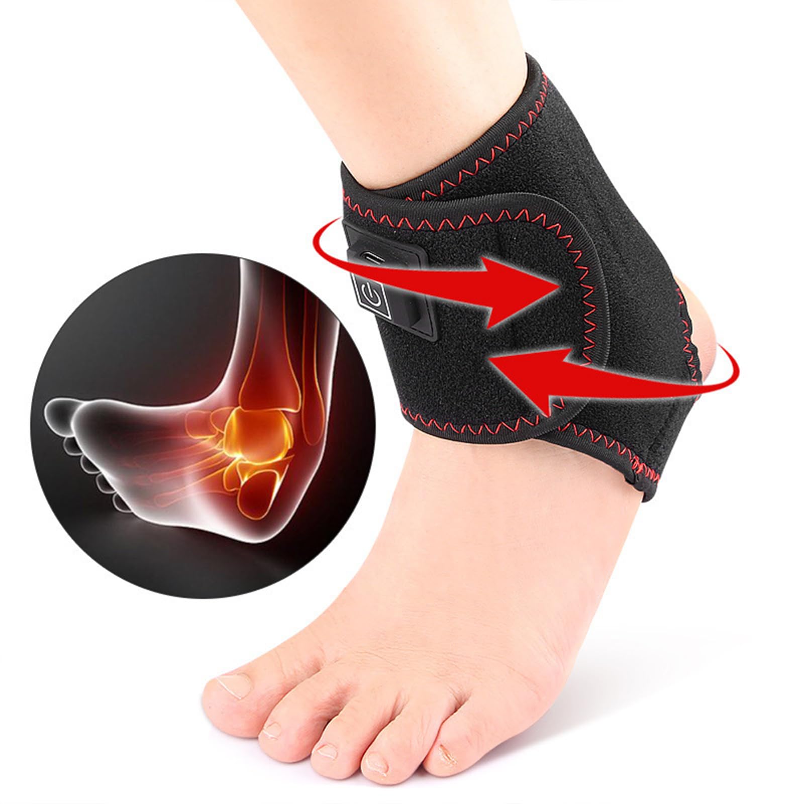 QWQJ Electric USB Heated Ankle Wrap Brace for Outdoor & Office Use Heated Ankle Warmer with Adjustable Temperatures Control