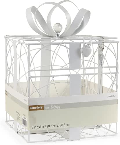 Simplicity White Metal Wedding Card Box, 8.5'' L x 9''
