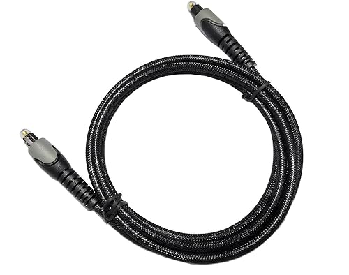 Cable óptico de audio digital de 4.9 ft  Cable de puerto Toslink trenzado de nailon flexible para barra de sonido, Smart TV, PS4, X-Box, DVDCD, cine