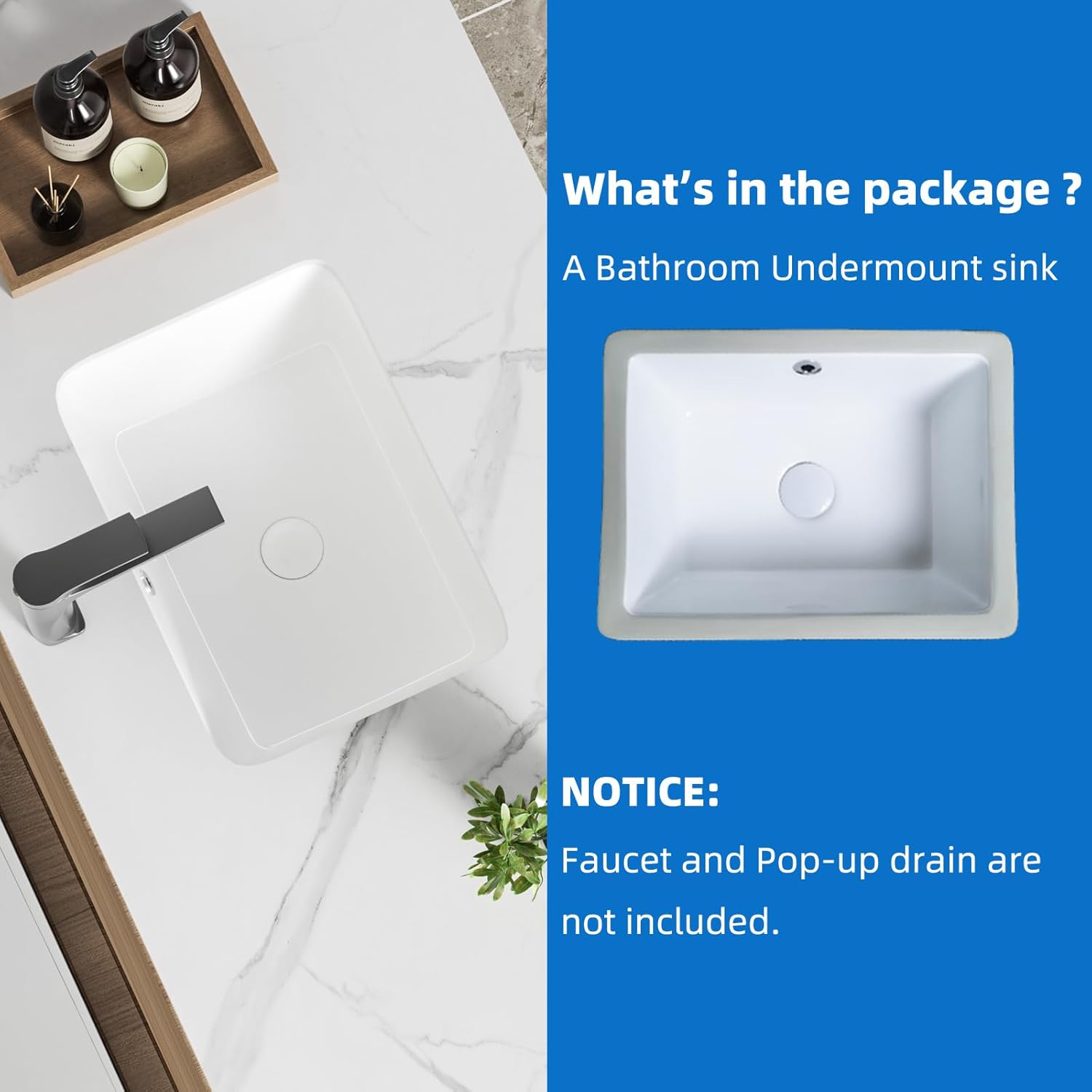 16 Inch Bathroom Vanity SinSmall Undermount Bathroom Sinks Rectangular White Porcelain Vessel Sink Cabinet 15.75" x 11.82" Ceramic Wash Basin Sink With Overflow Tiny Lavamanos Para Baños KINGWONG