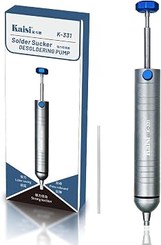Kaisi Solder Sucker No Clog Desoldering Pump with Powerful Vacuum Suction Replaceable Heat Resistant Silicone Tube for Cooperate Soldering and Desolder Gun Iron Tool Conduct Solder Removing