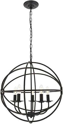 Miniatura 8 de Elegant Lighting Living District Octavia 5 - Colgante marrón oscuro claro