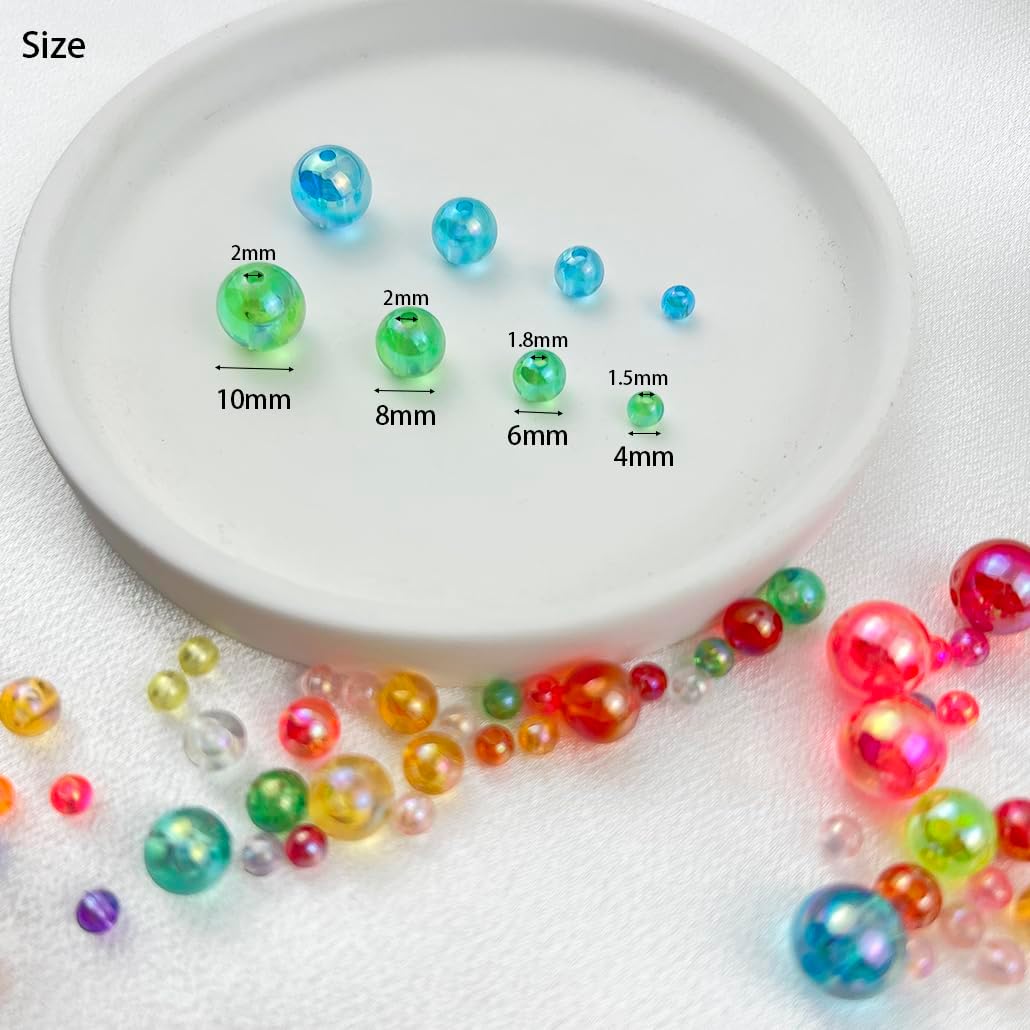 400Pcs 8mm Acrylic AB Colors Round Beads Acrylic Beads Round Spacer Beads with Hole for Earring Bracelet Necklace Key Chains Jewelry Making(83-Orange Yellow) - Image 4