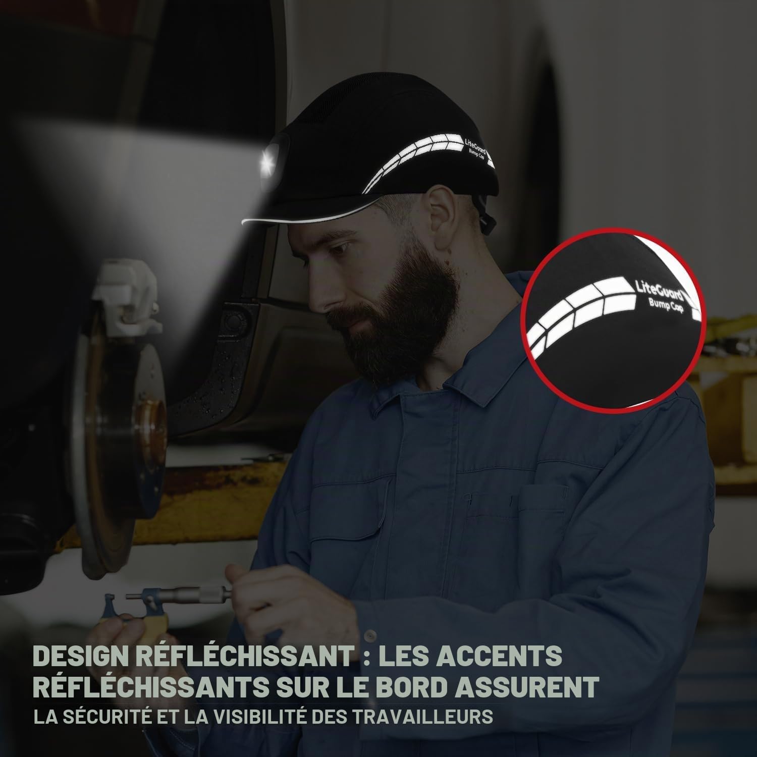 HEARMOR Casquette légère avec Bandes réfléchissantes, Style Casquette de Baseball Respirante, Protection de la tête pour Hommes et Femmes