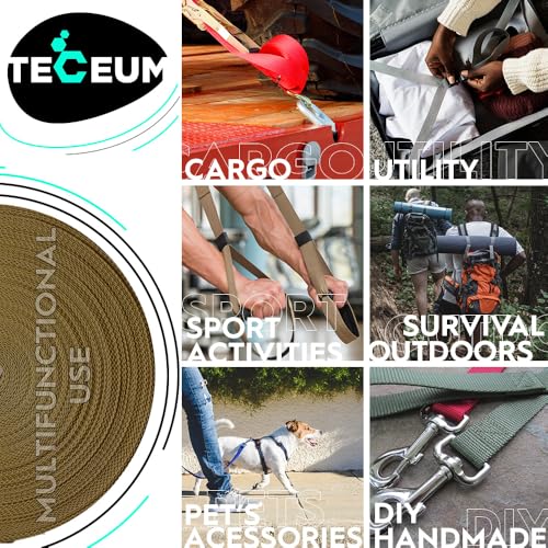 Image of TECEUM 3 /4 inch & 5 /8 inch & 1 inch & 1.5 inch & 2 inch Webbing - 10 25 50 Yards - 40+ Colors - Heavy Duty 1 Inch 1.5 Inch 2 Inch Backpack Straps - Webbing for Outdoors Indoors Crafting DIY