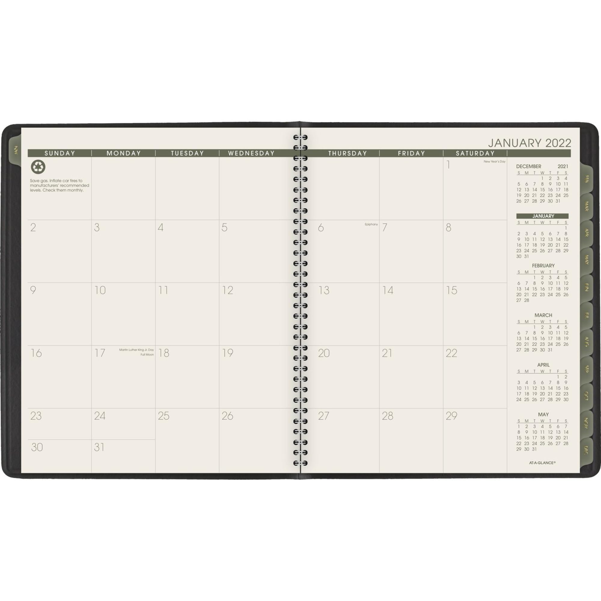 AT-A-GLANCE Recycled Monthly Planner, 11 X 9, Black, 2022 - View #9