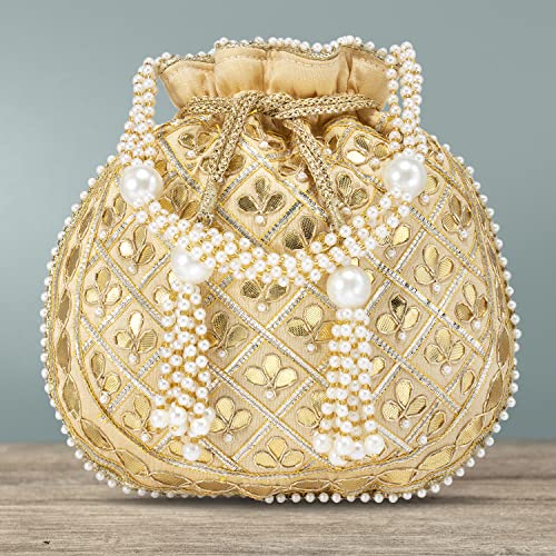 Image of Aheli Embroidered Potli Bag Gift for Women Handmade Ethnic Purse Evening Handbags Stylish Bridal Fashion Clutch Bag