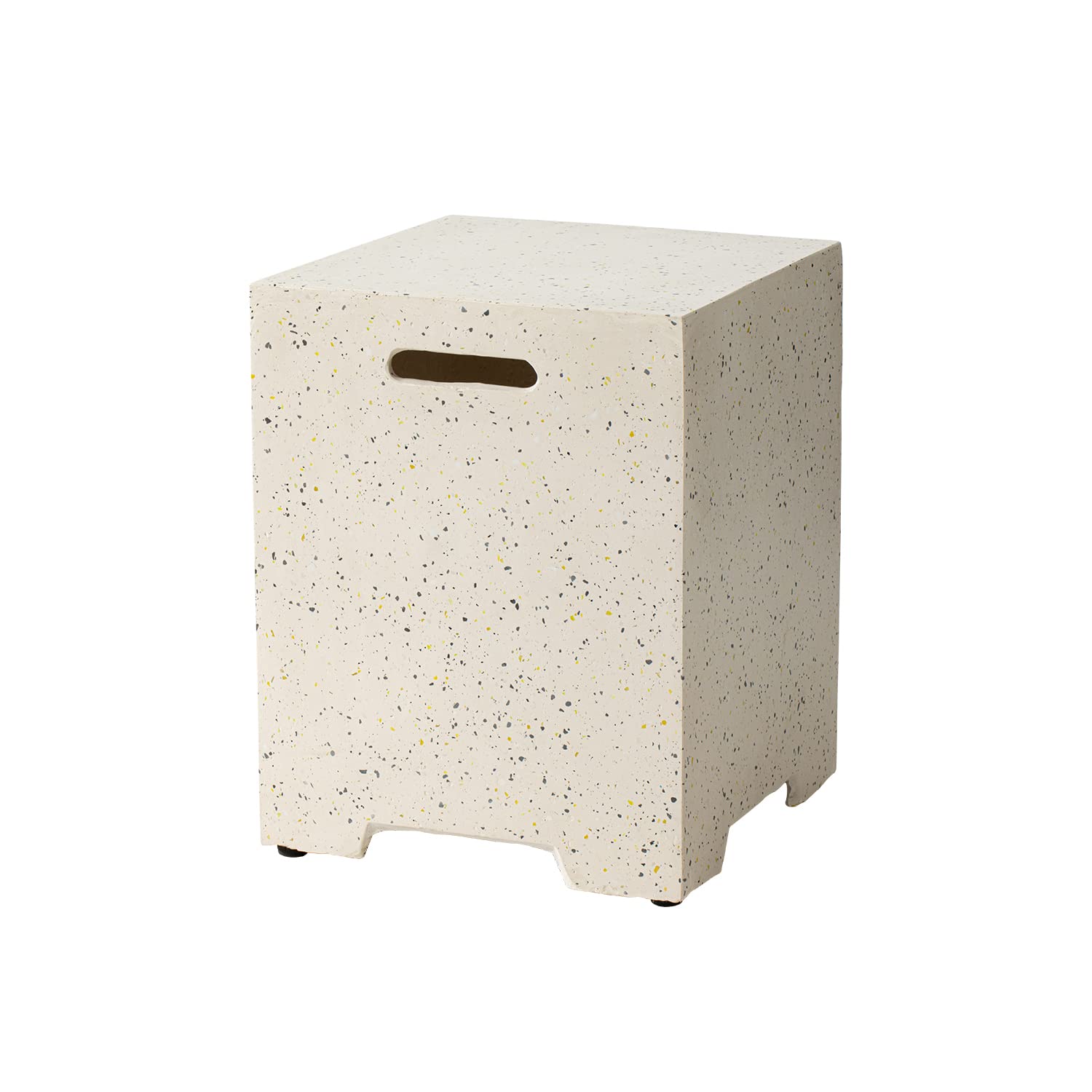 COSIEST Outdoor Hideaway Tank Table for Gas Fire Pits, Hides Standard 20lb 16-inch Propane Tank Cover w Side Handles (Terrazzo)