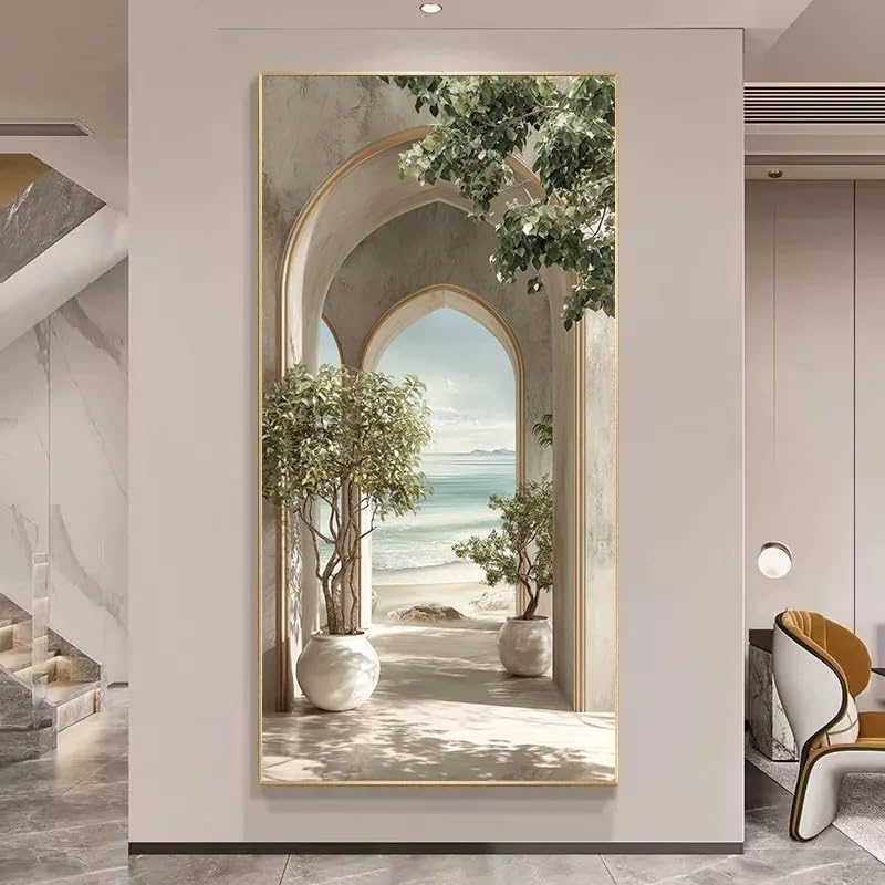 Impression sur toile arche de plage GOSRD 50x100 cm pour décoration de salon