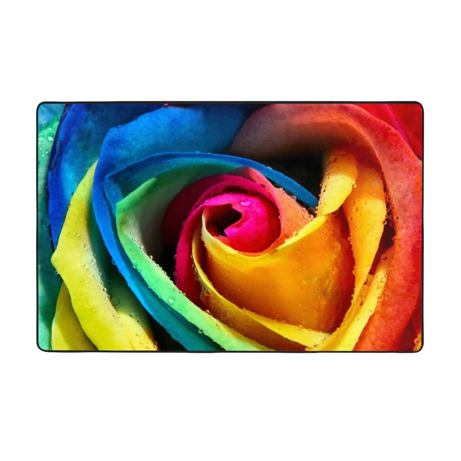 Tapis rose arc-en-ciel grand tapis de salon lavable et confortable