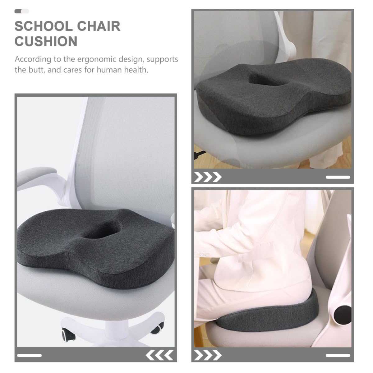 Cuscino da seduta in memory foam a media altezza, per ufficio e auto, ergonomico, per alleviare la pressione, con fodera traspirante per comfort e postura sana