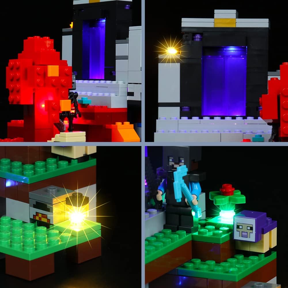 BrickBling Light Kit Compatible with Lego Minecraft The Ruined Portal 21172 for Adult, LED Lighting Compatible with Lego Minecraft Set (No Model, Only Lights)