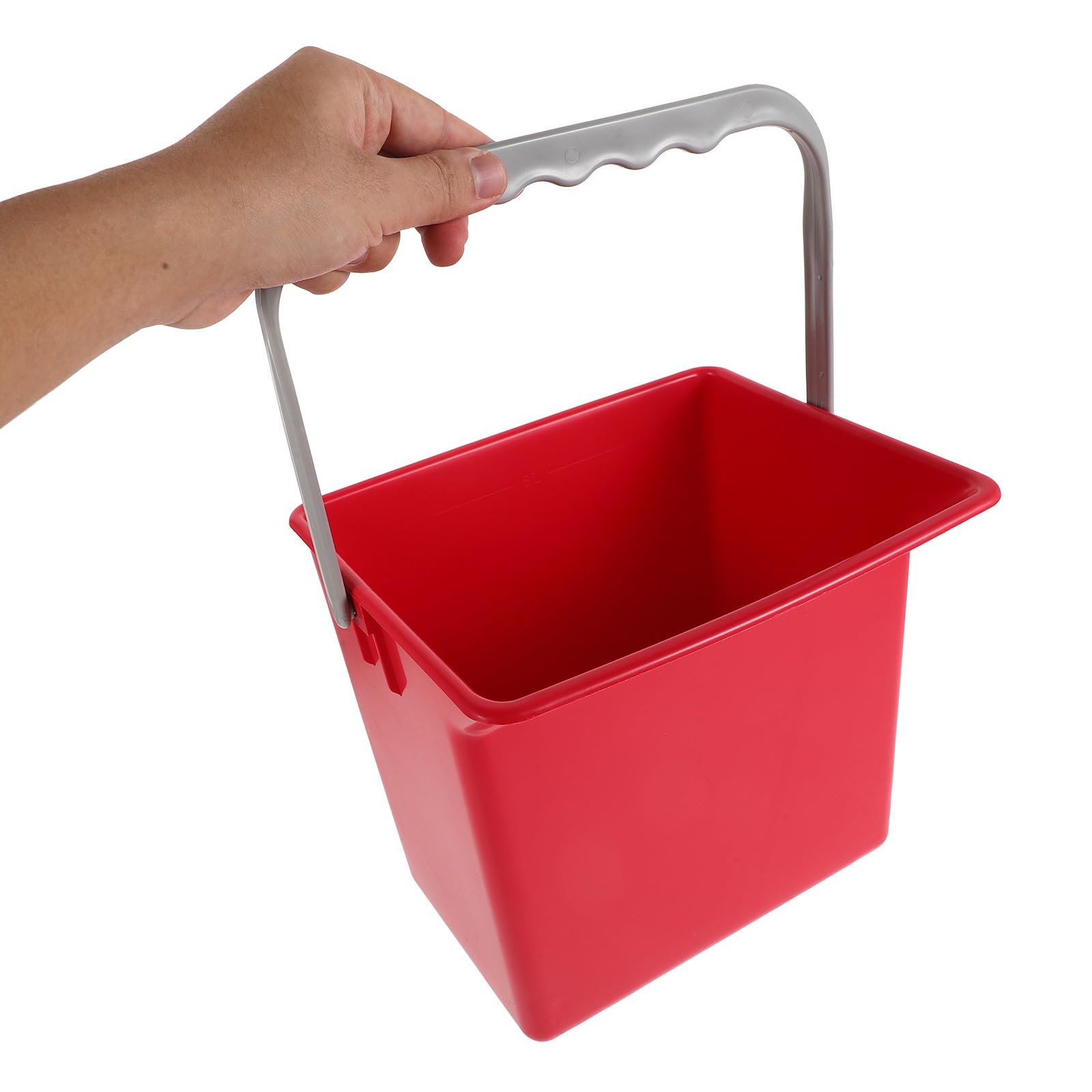 Secchio di Plastica Rosso Rettangolare Multiuso con Manico, Grande Capacità, per Pulizia Domestica e Spazi Pubblici