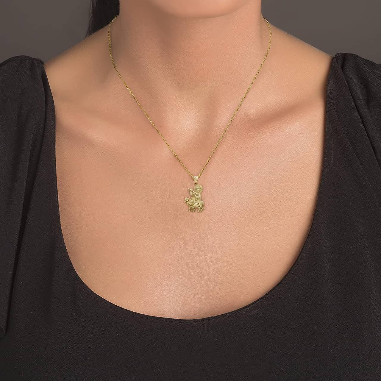 10K Yellow, White, or Rose Gold Hindu God Lord Krishna and The Kamdhenu Cow Pendant Necklace - Choice of Metal