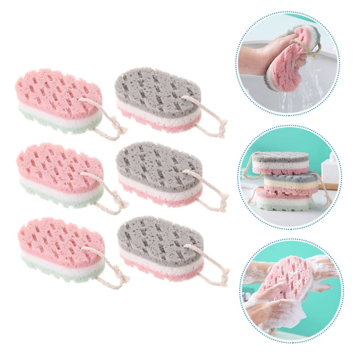 Housoutil Piezas esponja de baño herramientas de masaje corporal clip en astas esponjas fregadora de suministros de baño limpio cepillo de baño cepillo de espalda Depurador hombre