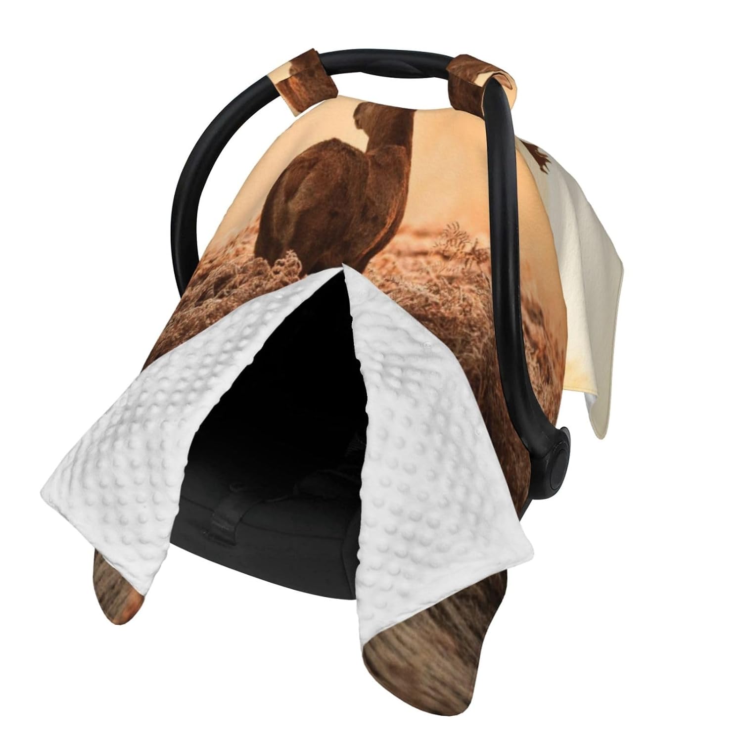Red Deer in The Morning Sun Wild Nature Scenery Countryside Rural Heathers Baby Car Seat Cover & Breastfeeding Nursing Cover - Breathable Stretch Fabric Multi-Use