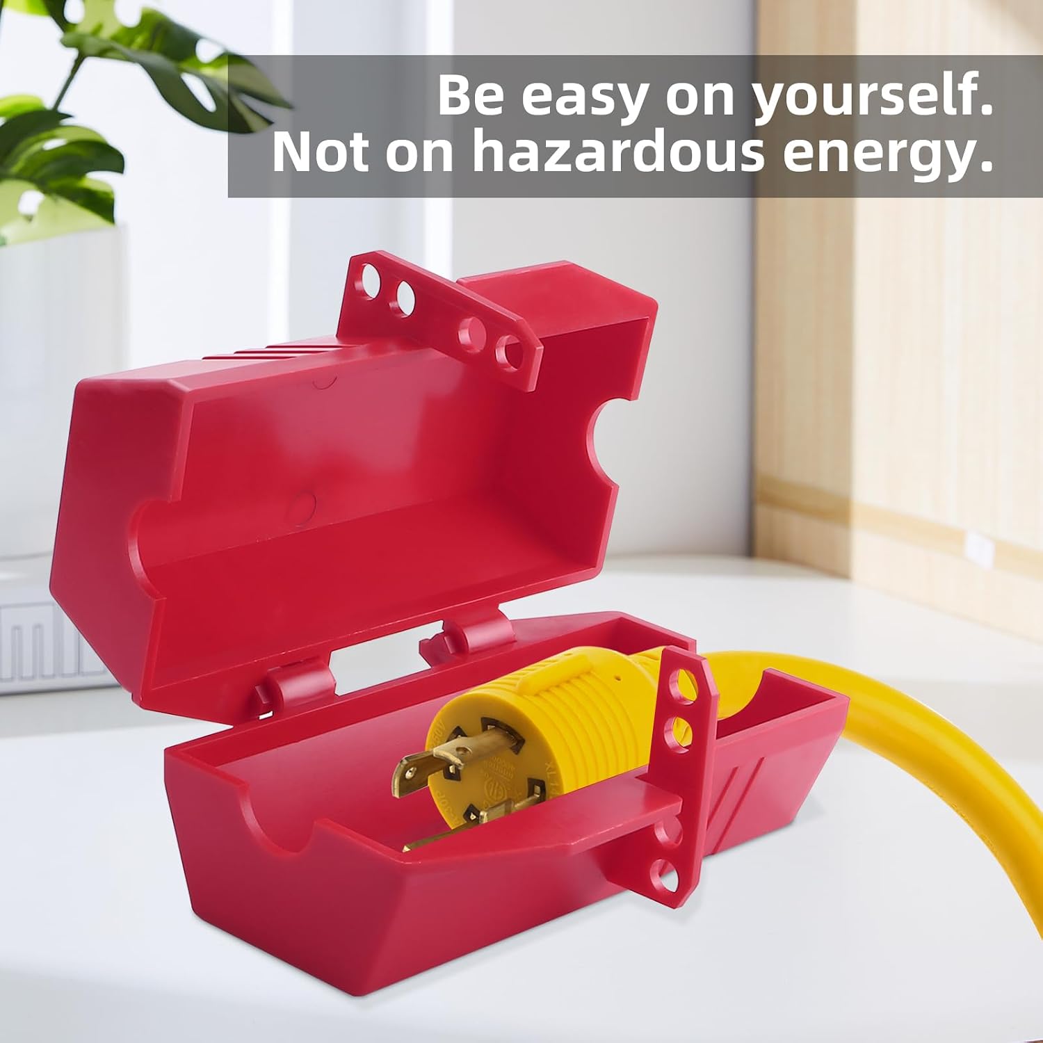 Lockout Tagout Plug Lock, 220 Volt Plug Locks for Electrical Plugs, 6 5/8" x 3" Medium Plug Lockout, 6 Pack