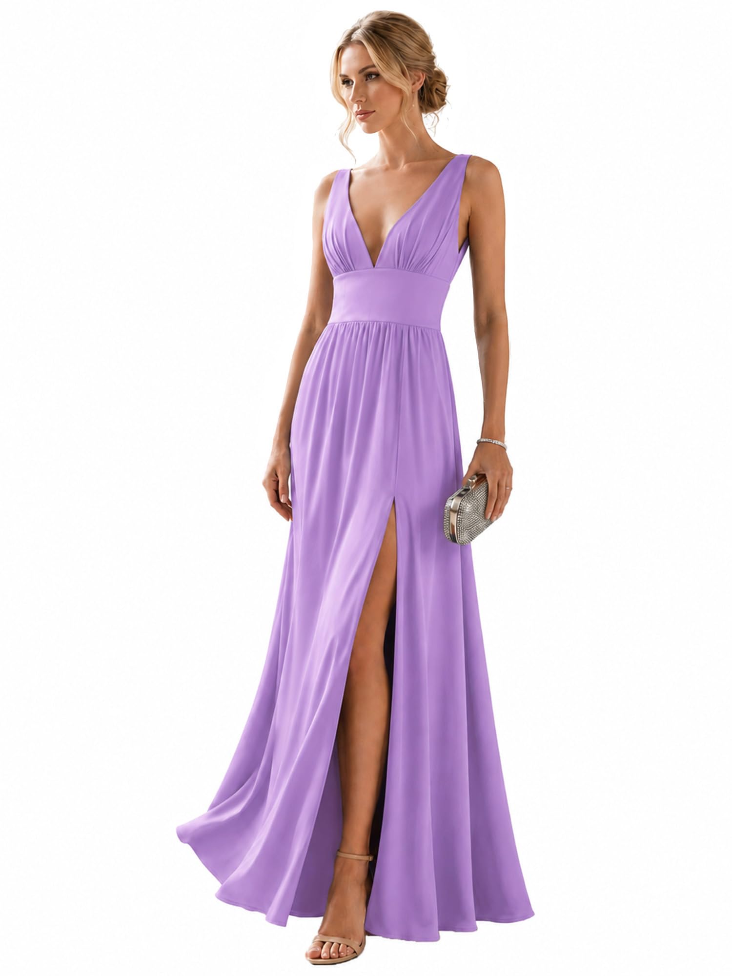Ever-Pretty Women's V Neck Sleeveless Formal Dress Wedding Guest Dresses