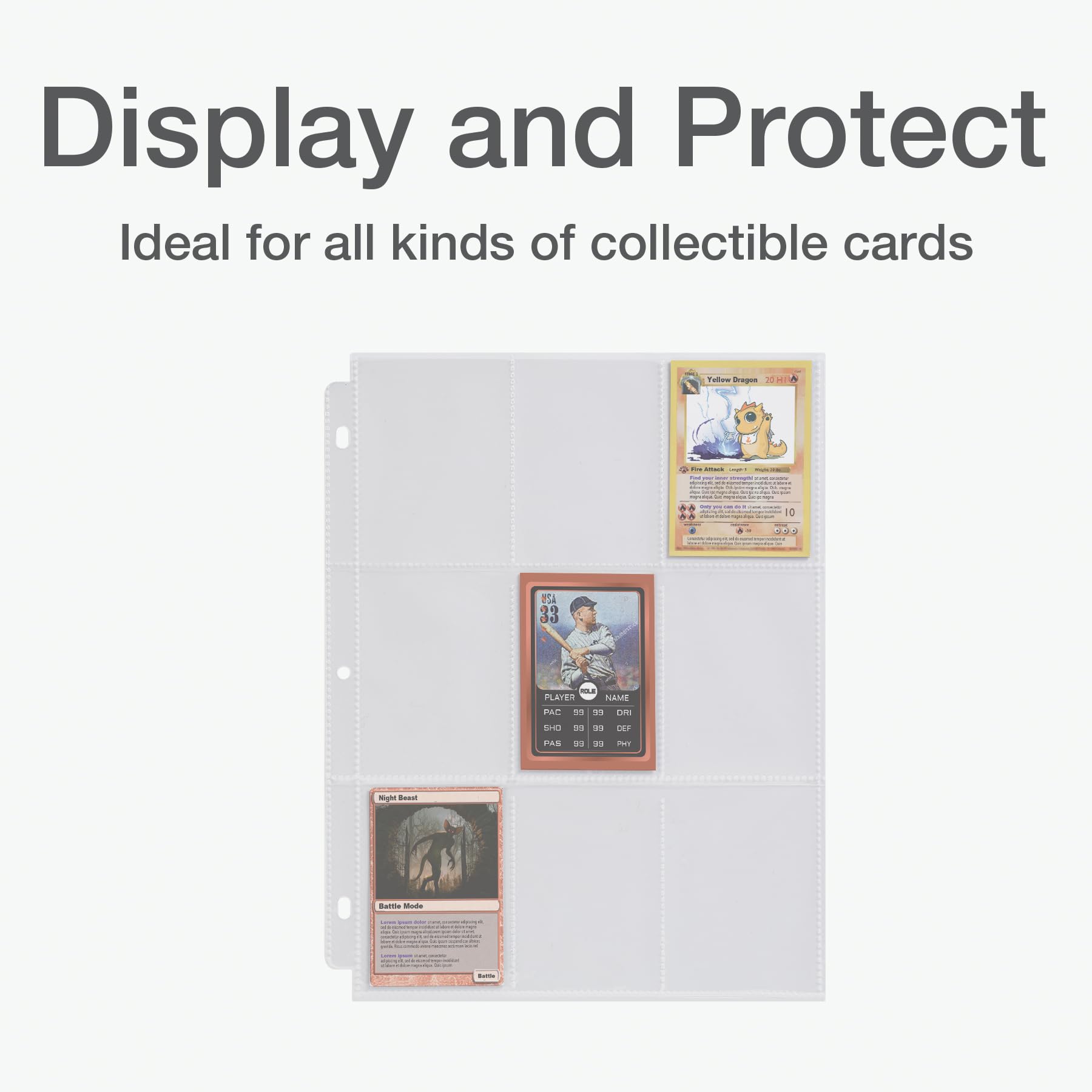 Oxford Fogli di carte collezionabili in polietilene, fogli trasparenti su entrambi i lati, custodie per carte collezionabili, buste per raccoglitori, 100 pezzi, 6,3 x 8,9 cm (78780)
