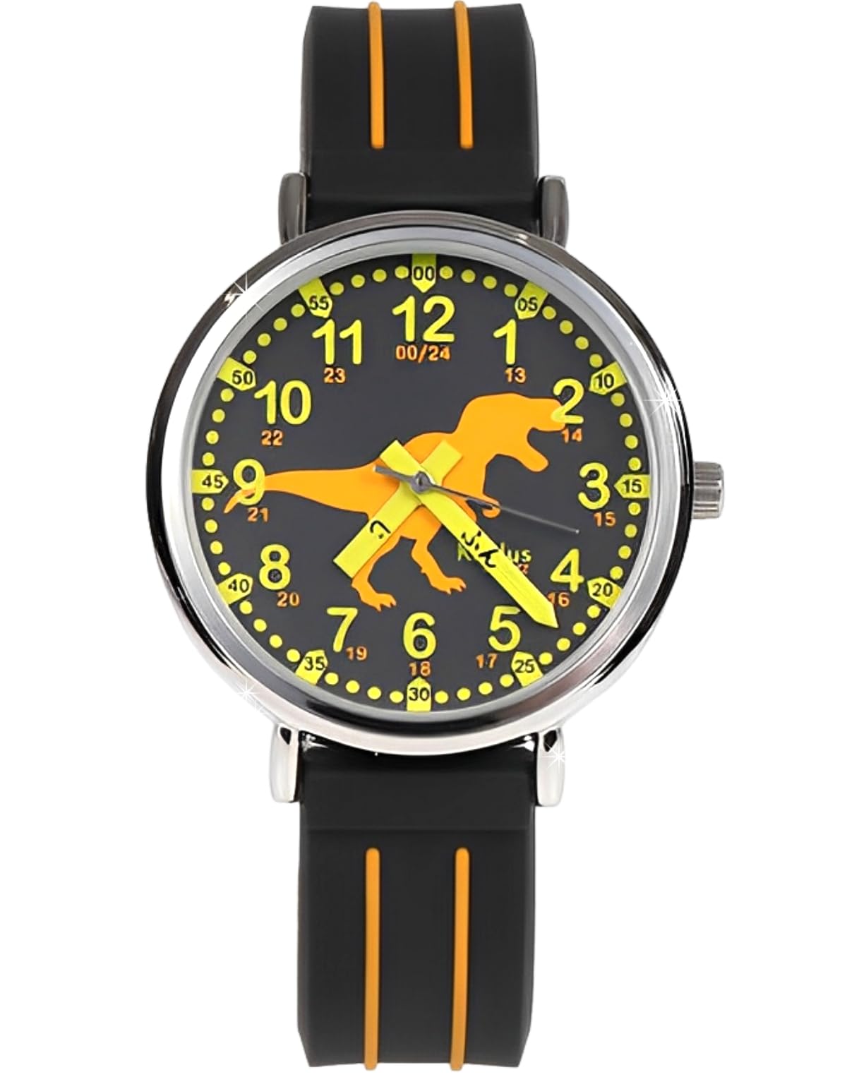T-Rex Kids' Wristwatch, Children's, Children's Watch, Boys and Girls, Analog, Elementary School Students, Toddler, 4, 5, 6 Years Old, Waterproof, Educational, Birthday, Christmas, Present, School